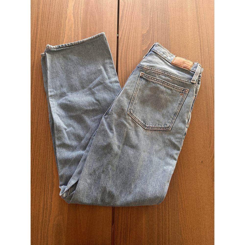 Madewell High Rise Relaxed Wide Leg Distressed Jeans Light Wash Blue W27